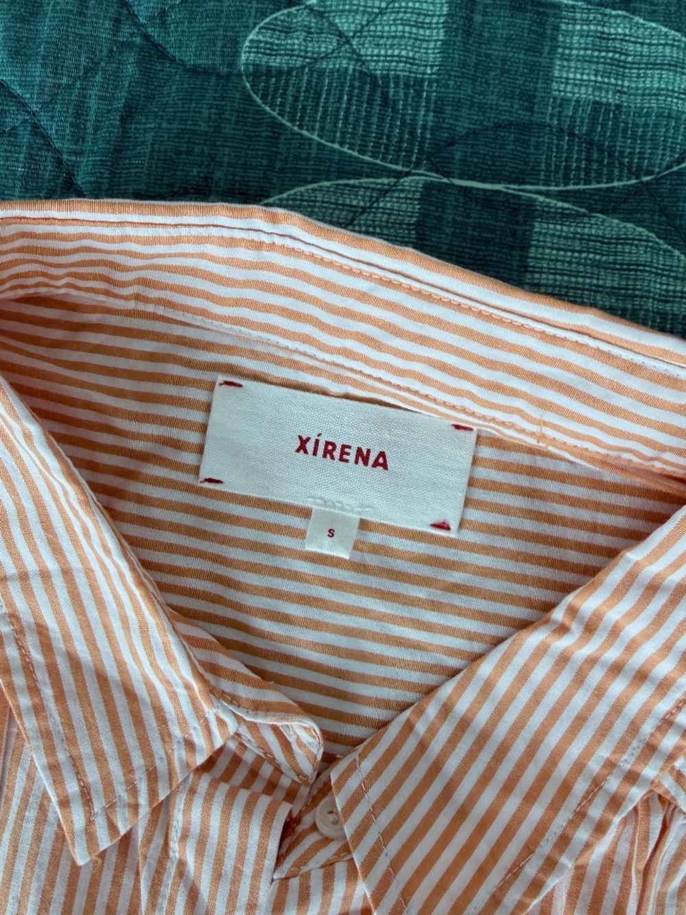 XiRENA Orange sherbet and white stripe blouse NWOT RARE